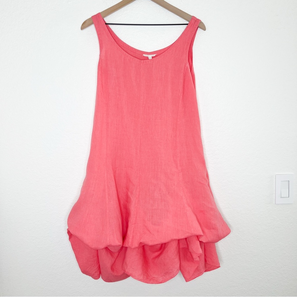 Eileen Fisher Coral Sleeveless A-Line Linen Dress - Picture 6 of 9